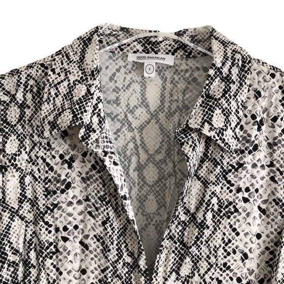 Good American The Purely Python Print Cropped Long Sleeve Blouse NWT Large - Picture 4 of 12
